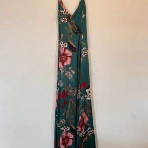 Floral Maxi Dress in Teal and Red
